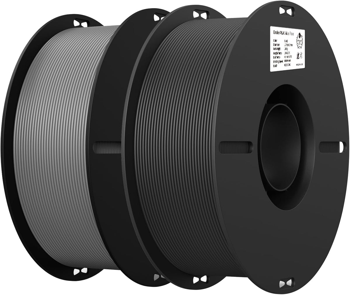 Creality PLA 3D Printer Filament, Black & Grey, 2-Pack, 2KG Total