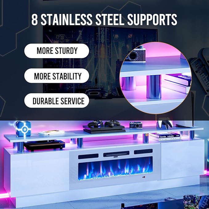 oneinmil 80" Modern Electric Fireplace TV Stand