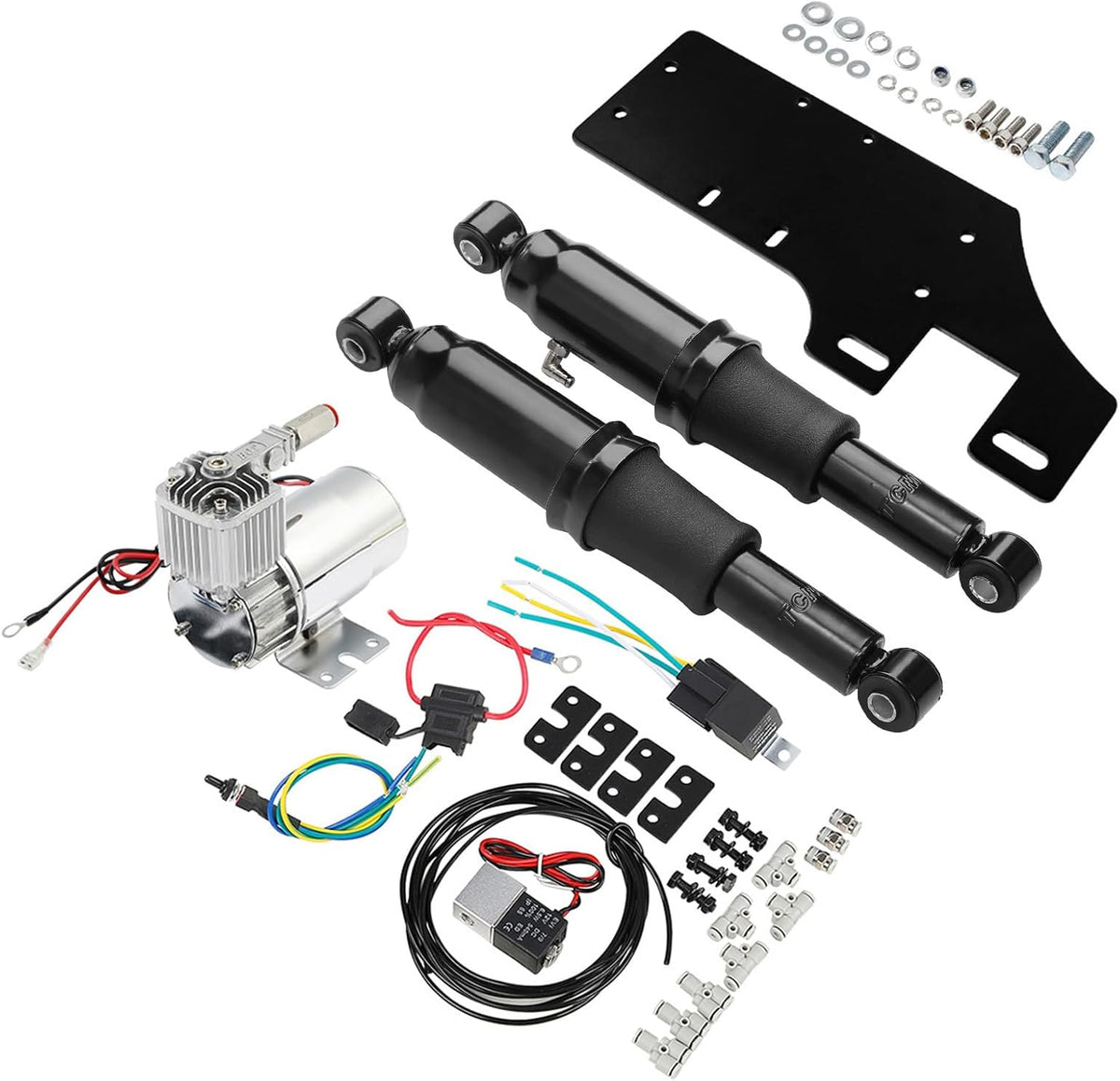 XFMT Motorcycle Adjustable Rear Air Ride Suspension Kit Shock Absorber For Ha...