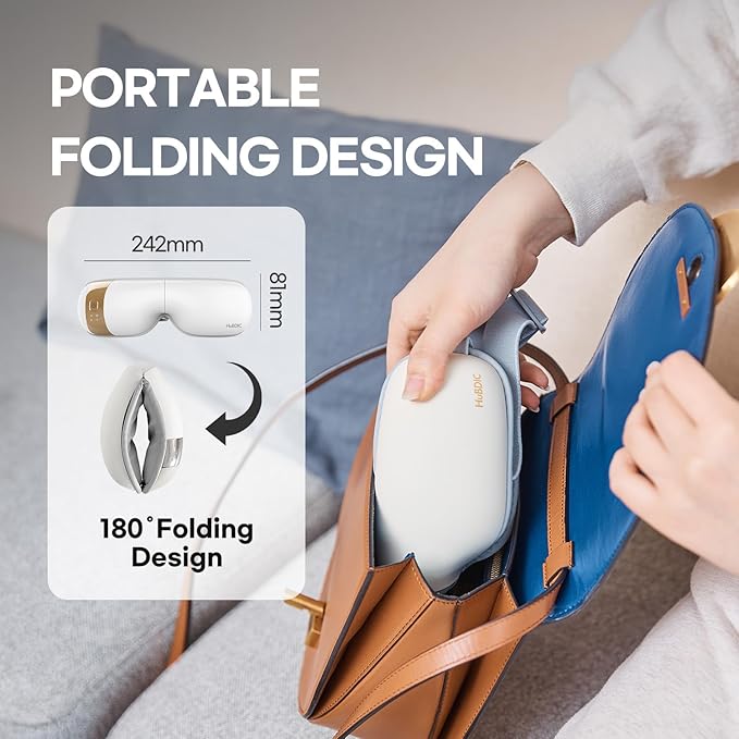 HubiCare Eye Massager with Heat, and Music Helps Relieve Strain, Dark Circles