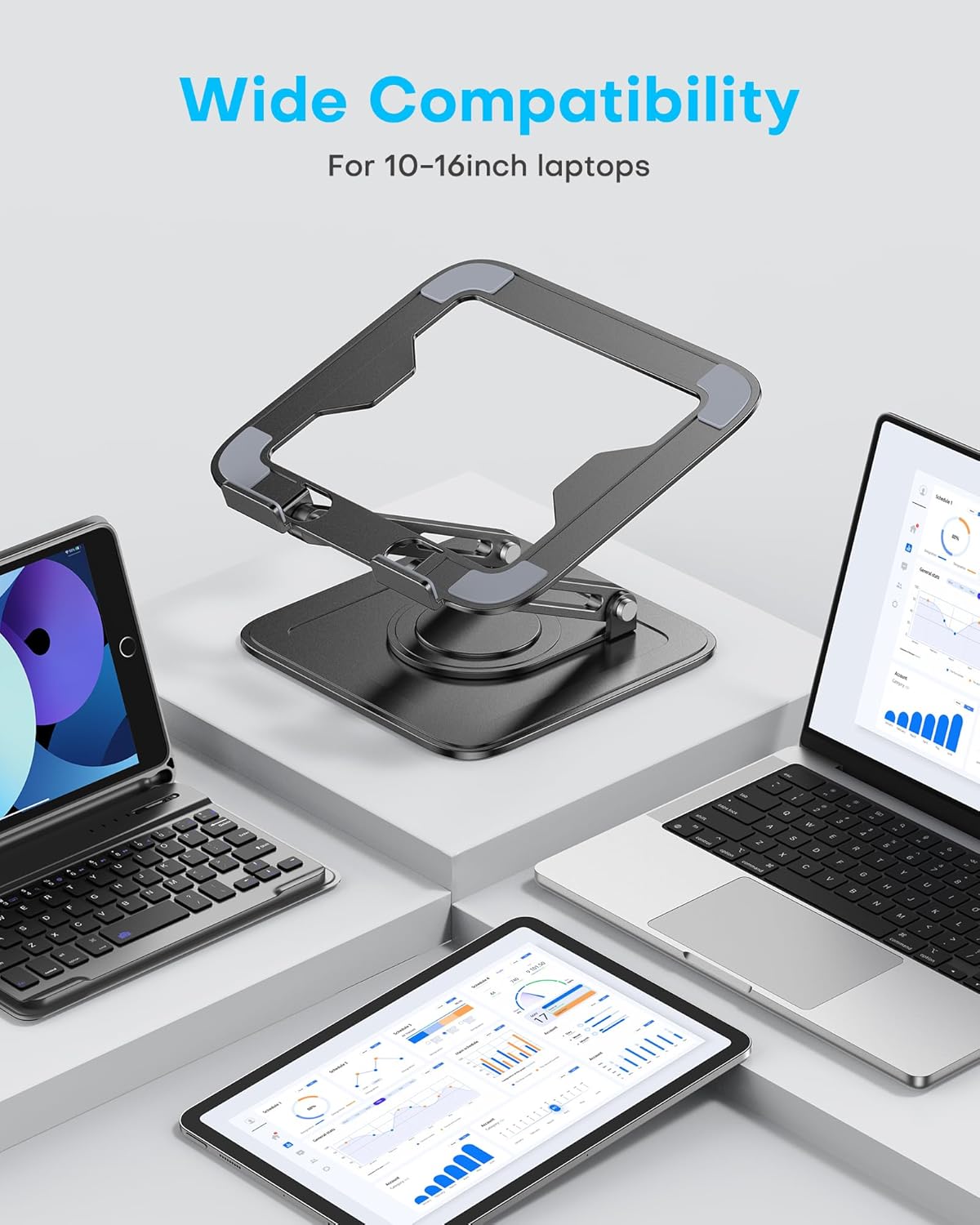 LOXP Adjustable Laptop Stand, Computer Stand with 360 Rotating Base