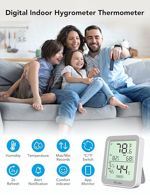 Govee Indoor Hygrometer Thermometer 3 Pack, Notification Alert