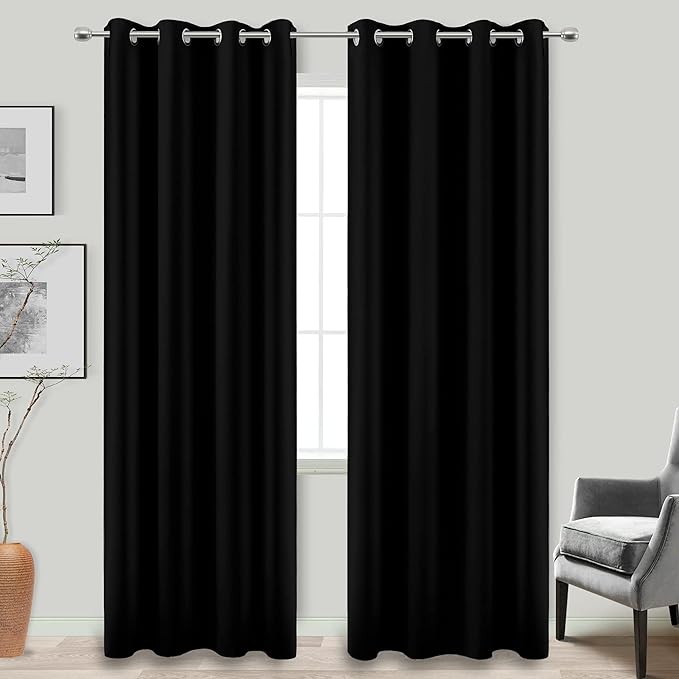KOUFALL Black Blackout Curtains