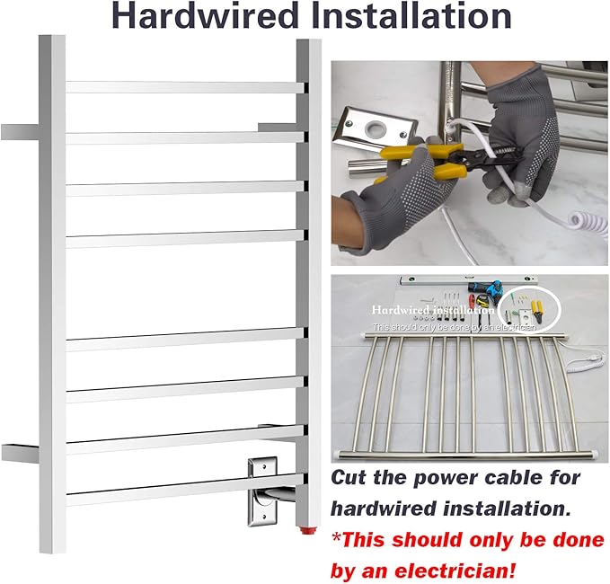 HEATGENE Towel Warmer, Heated Towel Warmer Rack, Wall-Mounted Hardwired/Plug-in