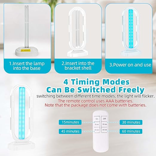 UV Light Sanitizer, 4-Speed Timing and Remote Control UVC Home Disinfection