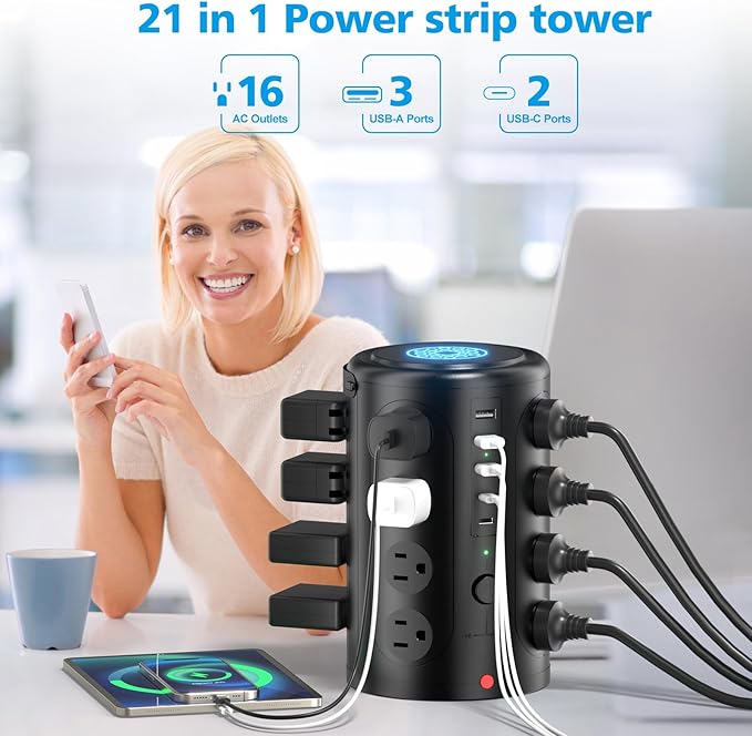 Power Strip Tower Surge Protector