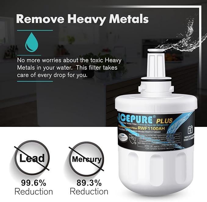 ICEPURE PLUS Remove Heavy Metals NSF/ANSI 53&42 NSF/ANSI/CAN 372 DA29-000...