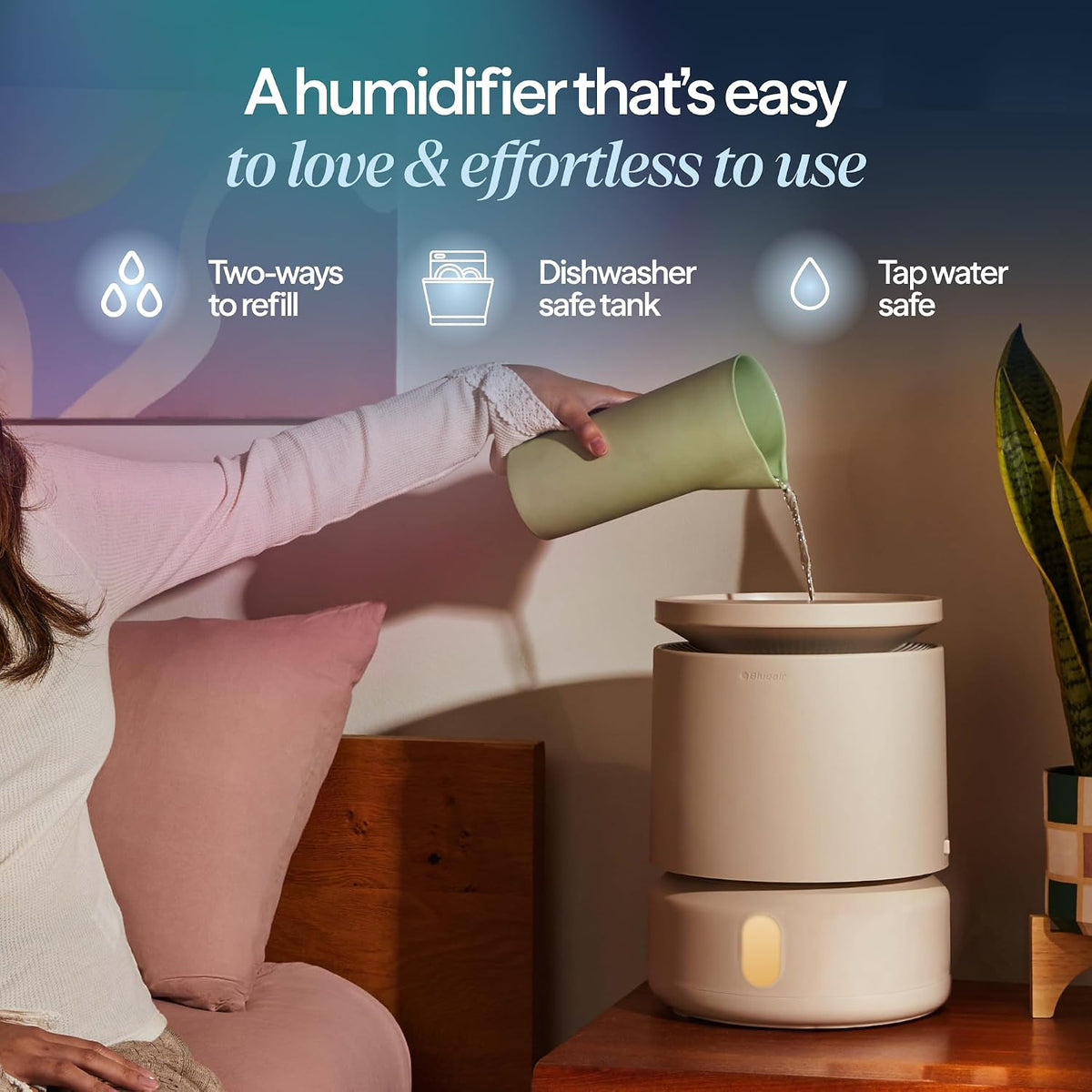 BLUEAIR 3.8L Top-Fill Humidifiers for Bedroom, 1 Gal, DreamWell H38i Beige