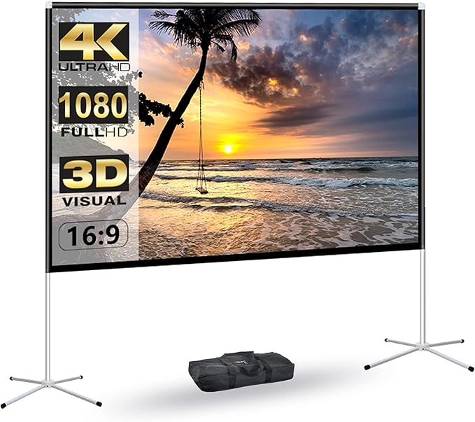 Portable Projector Screen with Stand Outdoor: Camping Projection Screen 80 inch