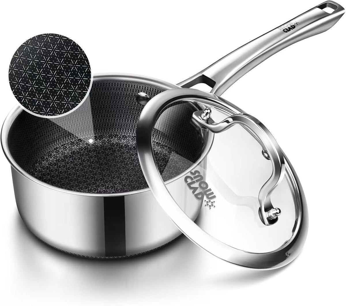 Sauce pan with lid,1.5 Quart Hybrid Nonstick Sauce pan