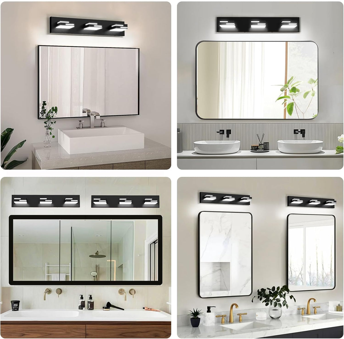 LED Modern Bathroom Vanity Light Fixtures, Dimmable Matte Black Vanity Lights...
