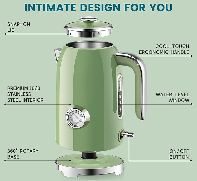 SUSTEAS Electric Kettle - 57oz Hot Tea Water Boiler