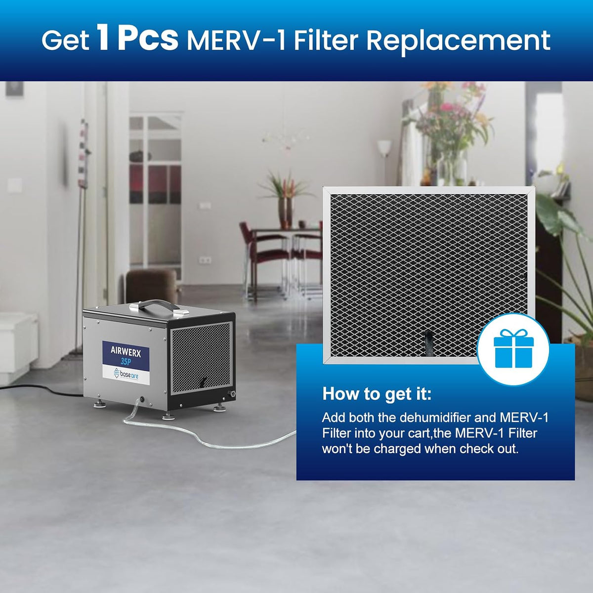 BaseAire Crawlspace 70 PPD Dehumidifier with Pump for 1000 Sq Ft
