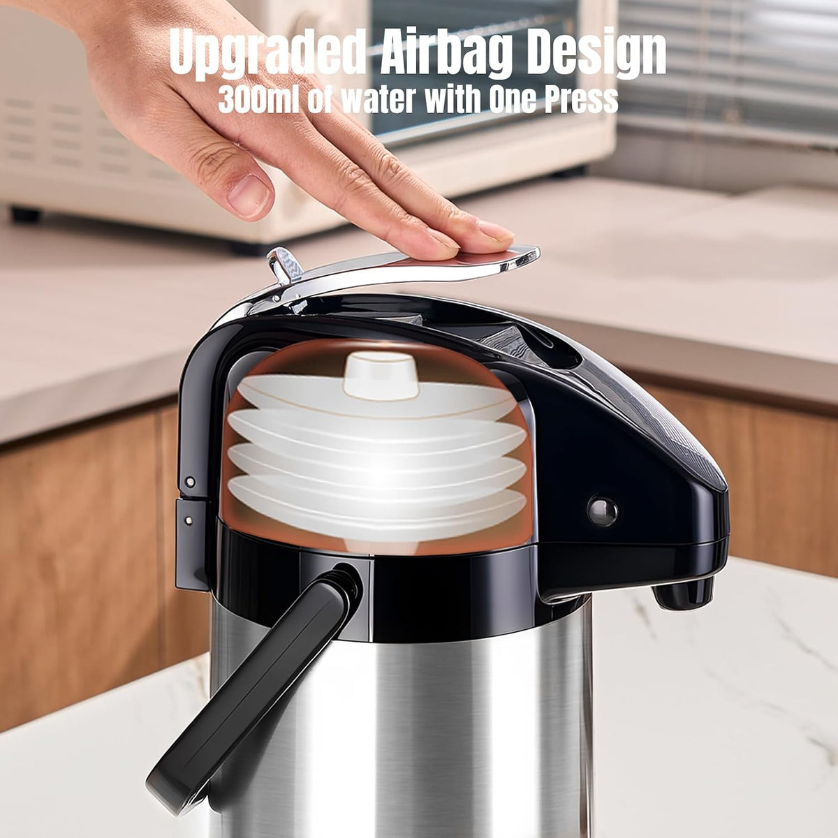 PARACITY Coffee Carafe With Pump, Stainless Steel Airpot Drink Dispenser
