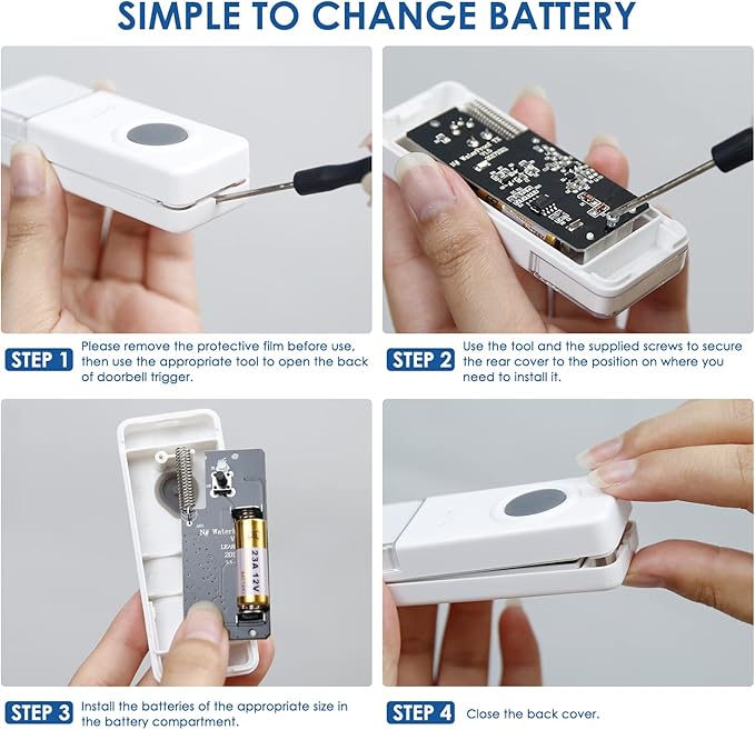 Wireless Door Bell, PHYSEN Waterproof Doorbell Chimes