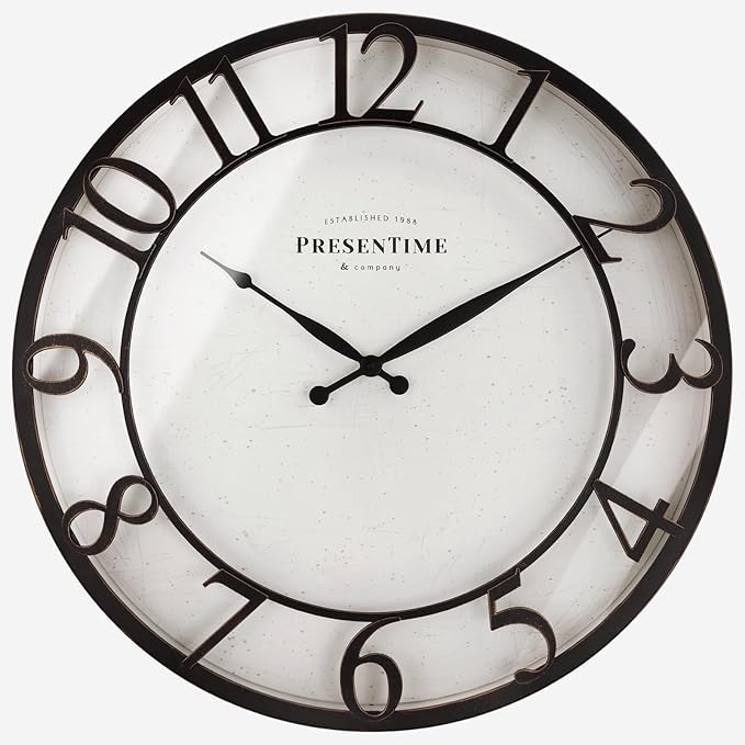 Presentime & Co 21" Farmhouse Series Wall Clock, Vintage Style, Retr...