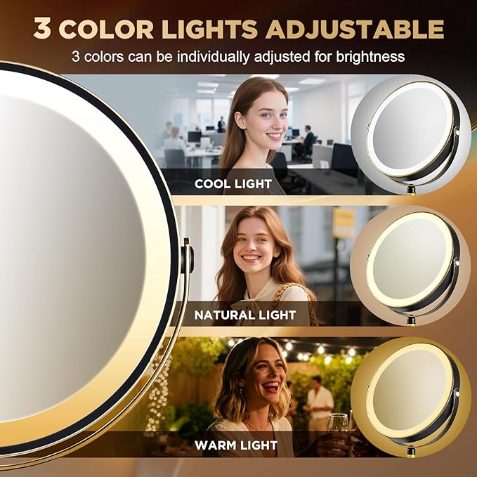Lighted Makeup Mirror, 20x Magnifying Rechargeable Double Side Vanity Mirror