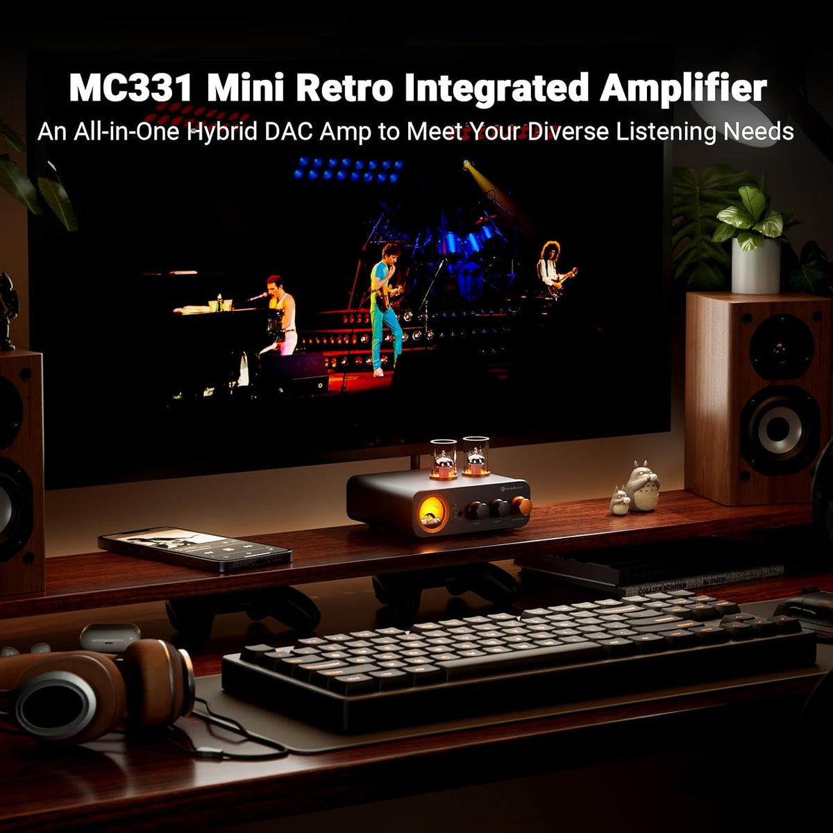 Fosi Audio MC331 Tube Amplifier with DAC, Bluetooth Stereo Amp for Speakers