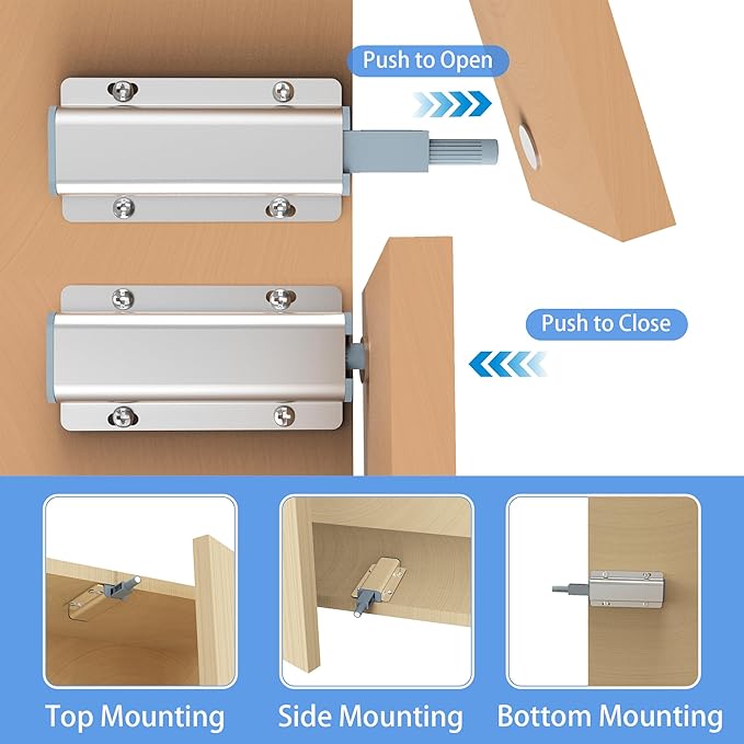 15 Pack Push to Open Cabinet Hardware, Touch Latches