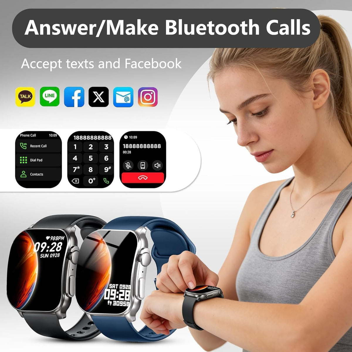 Smart Watch for Men,Bluetooth Answer/Make Calls, 2.01" AMOLED Curved Screen