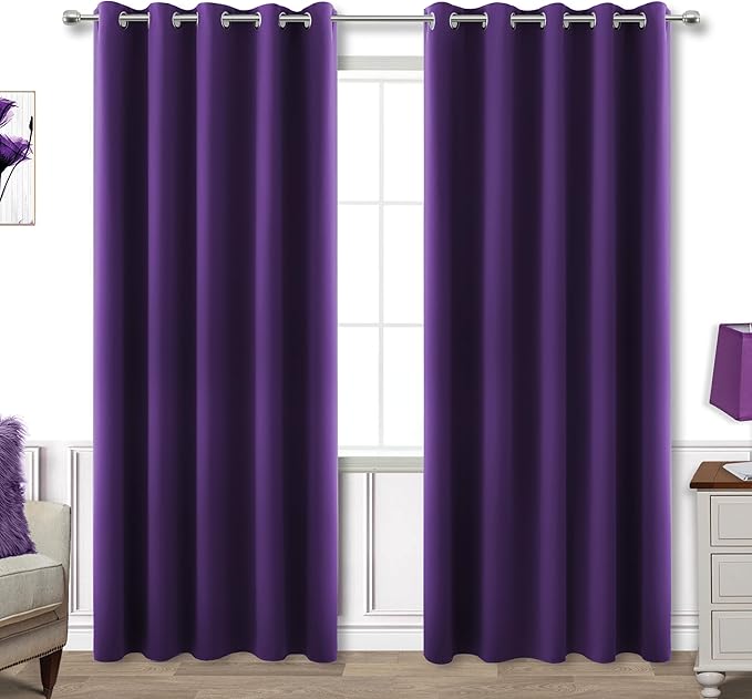 KOUFALL Dark Purple Blackout Curtains