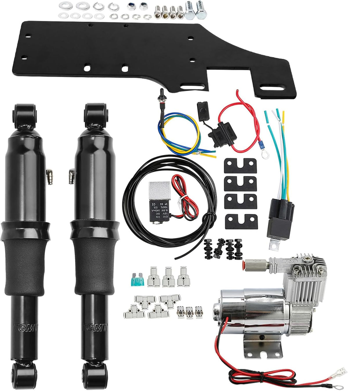XFMT Motorcycle Adjustable Rear Air Ride Suspension Kit Shock Absorber For Ha...