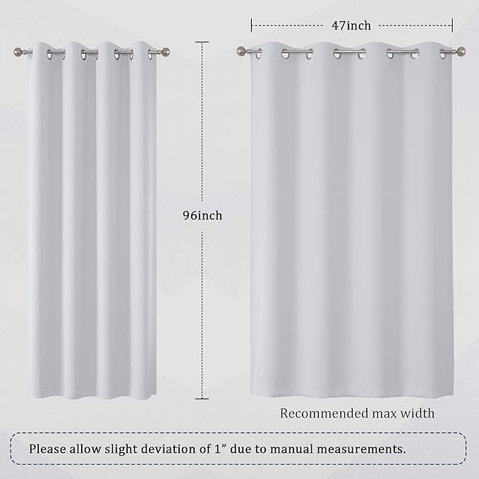 DUALIFE Greyish White Curtains for Bedroom Window Treatment 96 Inch Length (S...