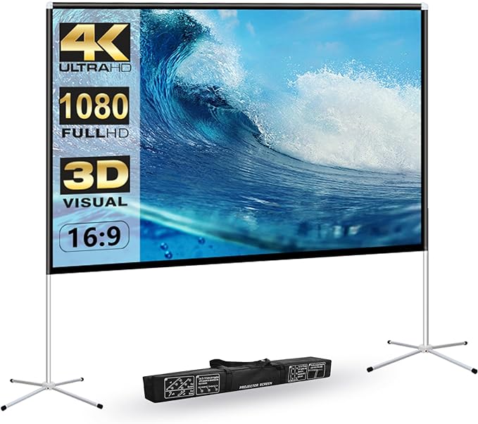 Projector Screen Outdoor Portable Movie: 120 inch Foldable Projection Screen