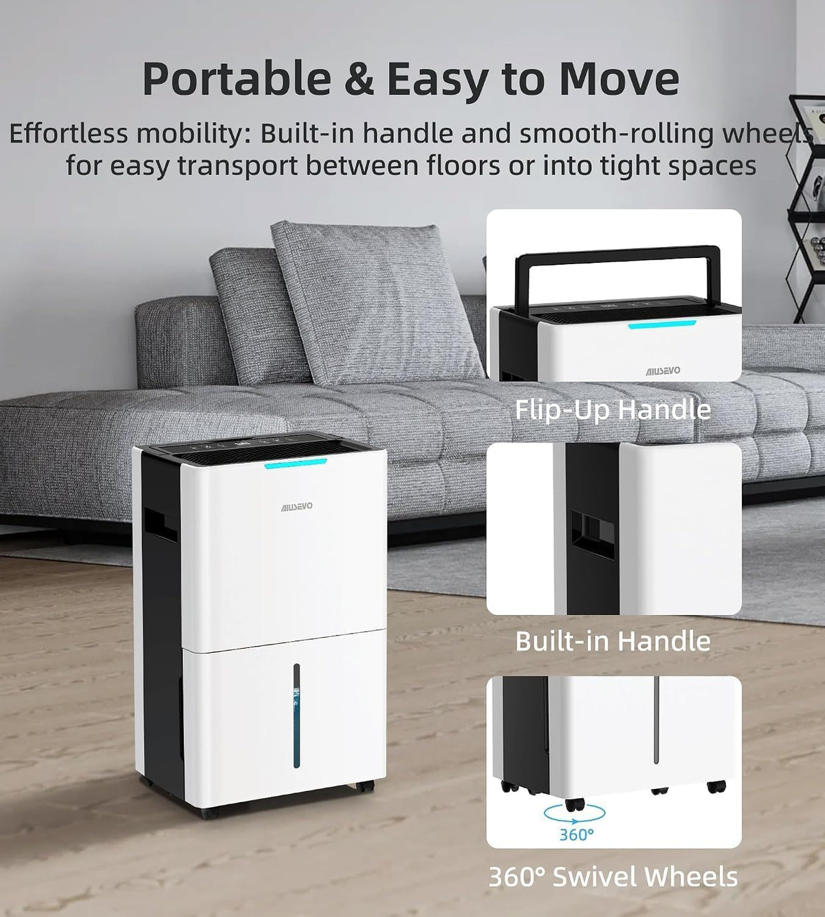 52 Pint Dehumidifier, 5000 Sq. ft Dehumidifier for Basement Large Room
