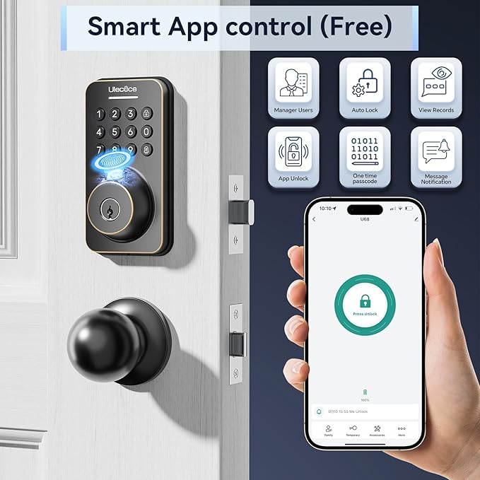 Ulecoce Fingerprint Keypad Deadbolt