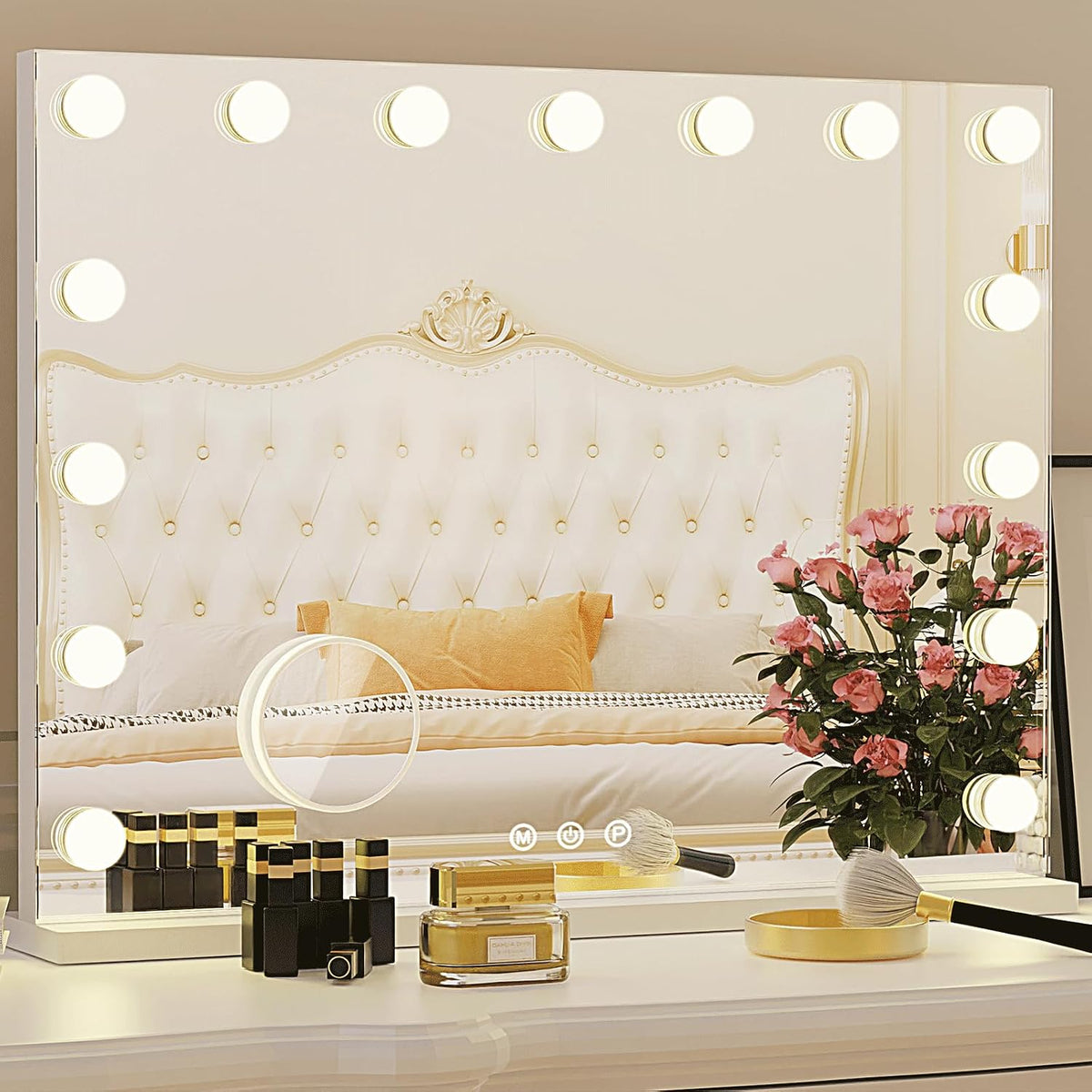 Hollywood Vanity Mirror with Lights, 15 Light Bulbs，3 Color Lights，Make Up Li...