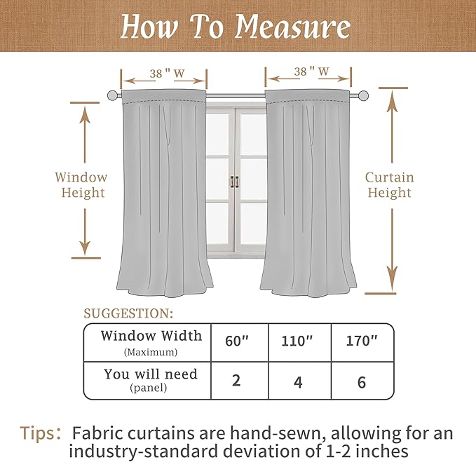 LAMIT Ivory 100% Blackout Polyester Curtains 84 Inches Long, Polyester Living