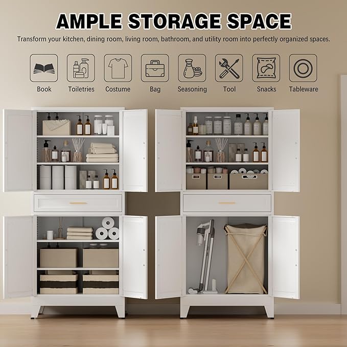 COFaR 71" Tall Kitchen Pantry, Farmhouse Storage Cabinet