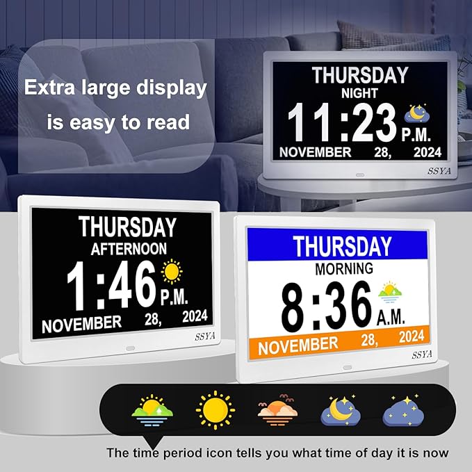 SSYA Dementia Clock for Seniors, Digital Clock