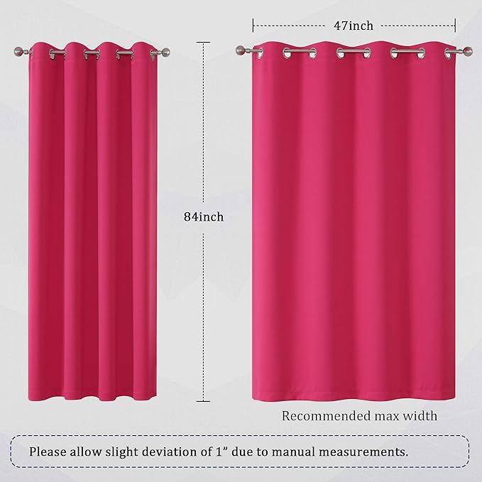 DUALIFE Pink Solid Blackout Curtains 84 Inches Long (Set of 2)