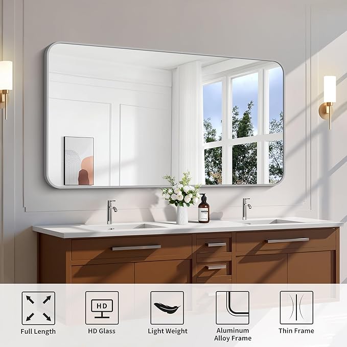 FORBATH 30x55 Inch Silver Bathroom Mirror