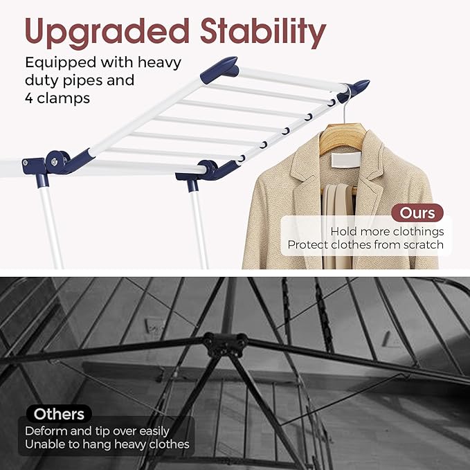 APEXCHASER Clothes Drying Rack Foldable, Large Drying Rack Clothing, Winged