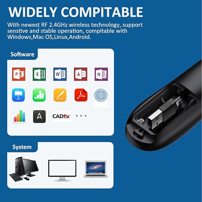 2IN1 Laser Pointer Digital Presentation Clicker on TV Screen w USB Flash Drive