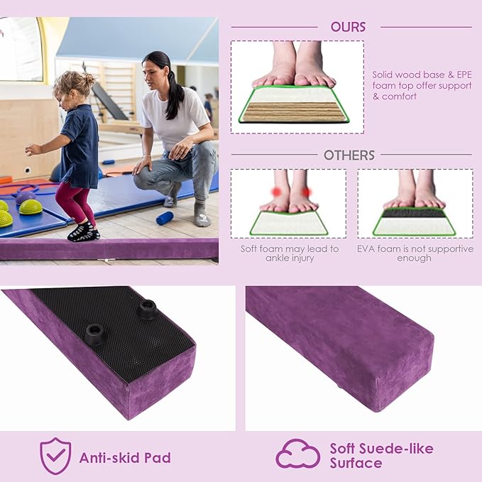 Giantex 7FT/8FT/9FT Balance Beam, Folding Gymnastics Beam w/Carry Handles