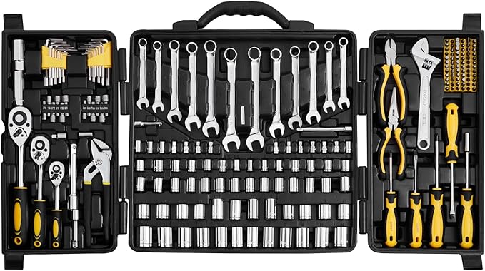 VEVOR Mechanics Tool Set 207 Pieces 1/4" 3/8" 1/2" Drive Socke...