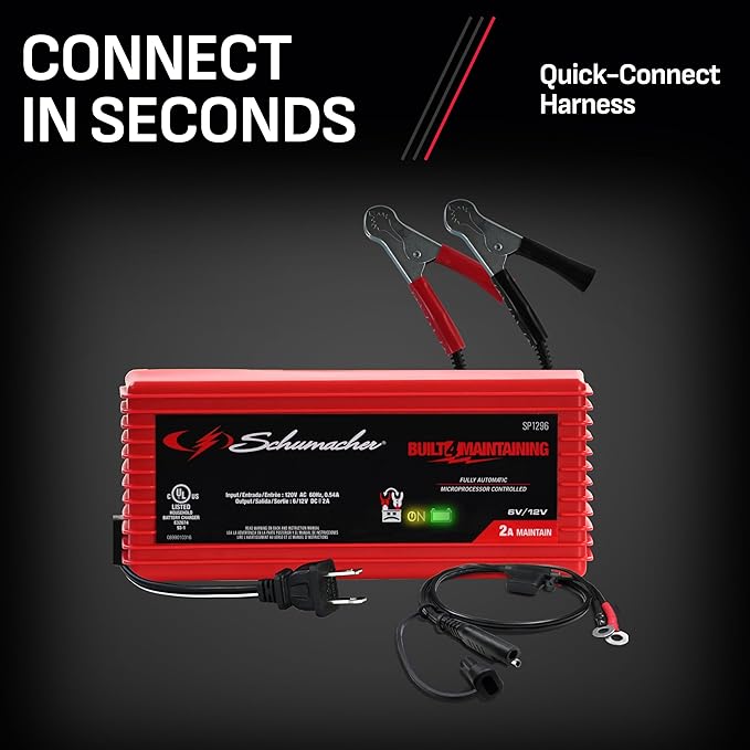 Schumacher Electric 2A Car Battery Charger and Maintainer, 3-in-1 Solution