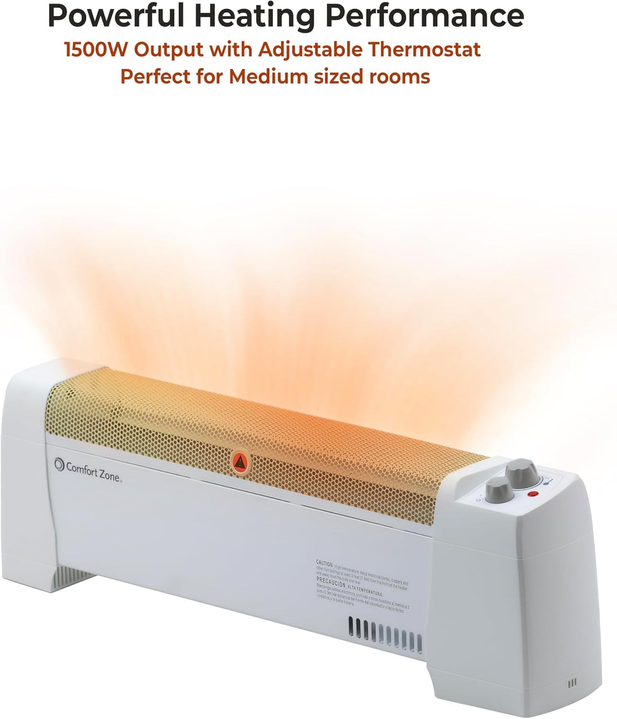 Comfort Zone Electric Baseboard Space Heater with Adjustable Thermostat, Dent...