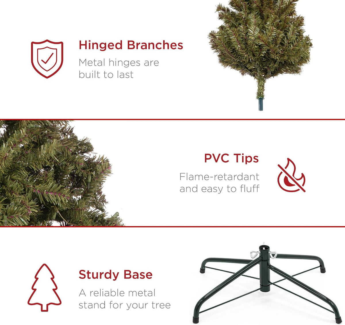 Best Choice Products Artificial Christmas Tree, 6ft Premium Unlit Realistic S...