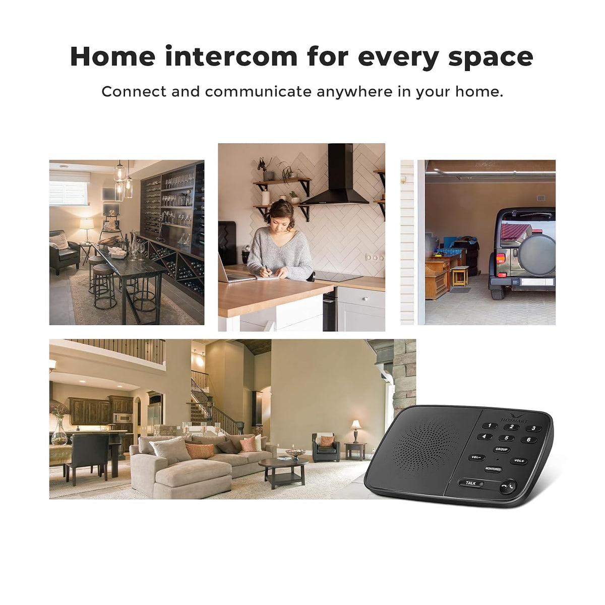 Hosmart UltraSpeak Pro Intercoms Wireless for Home, Two-Way Real-time Interco...