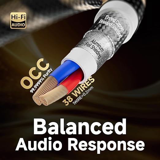 TODN RCA Cables Audiophile 3ft HiFi Stereo RCA Audio Cable