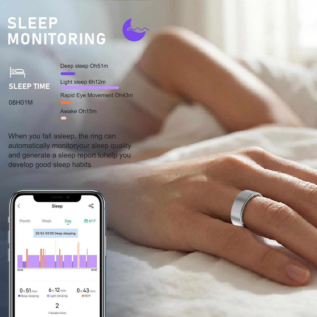 Smart Ring for Women & Men, Sleep & Fitness Tracker, No Subscription ...