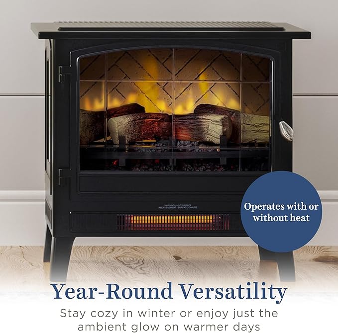 Country Living Infrared Freestanding Electric Fireplace Stove Heater in Black |