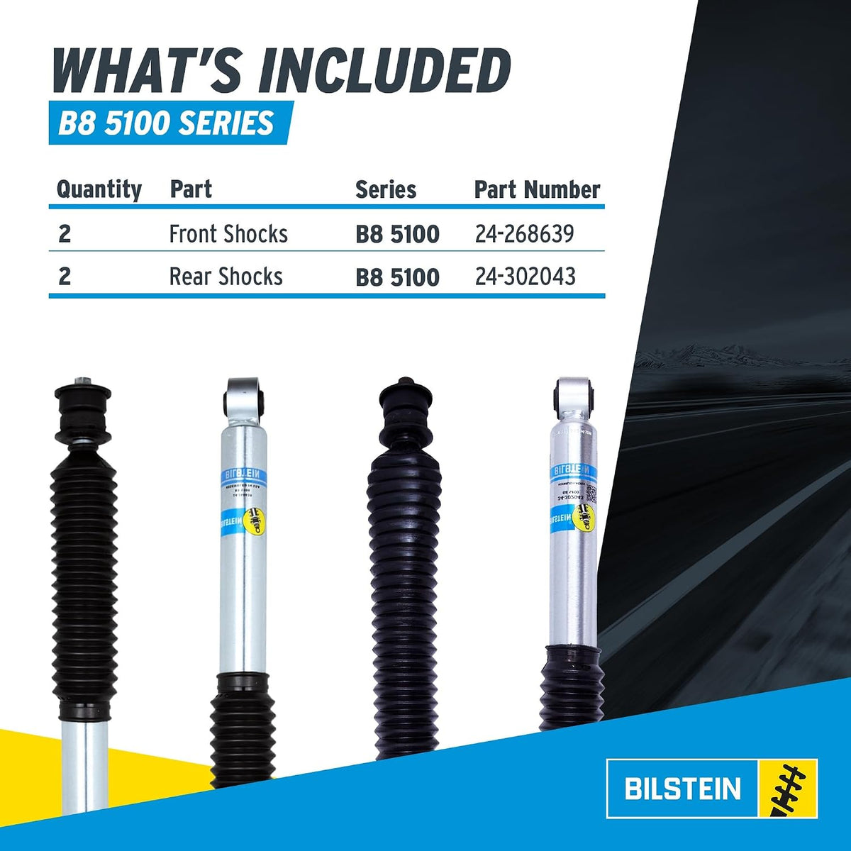 Bilstein Set of Front and Rear B8 5100 Series Shocks Compatible with 2019-202...