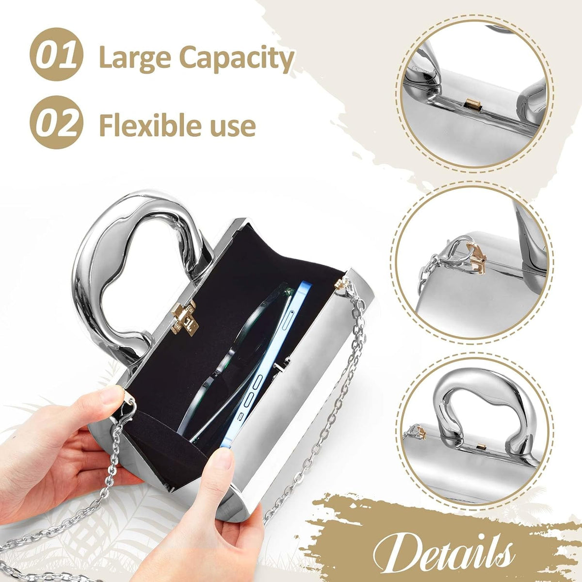 Quelay 3 Pcs Clutch Purse Jewelry Set for Women
