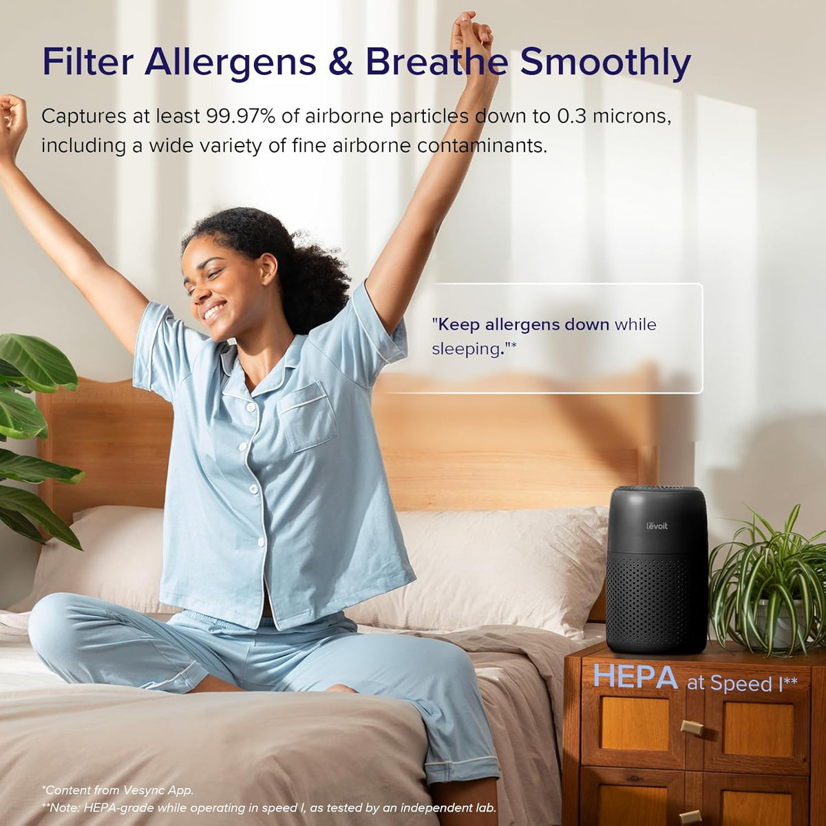 Levoit Air Purifiers for Home Bedroom Dorm Room, Small Quiet Air Purifiers